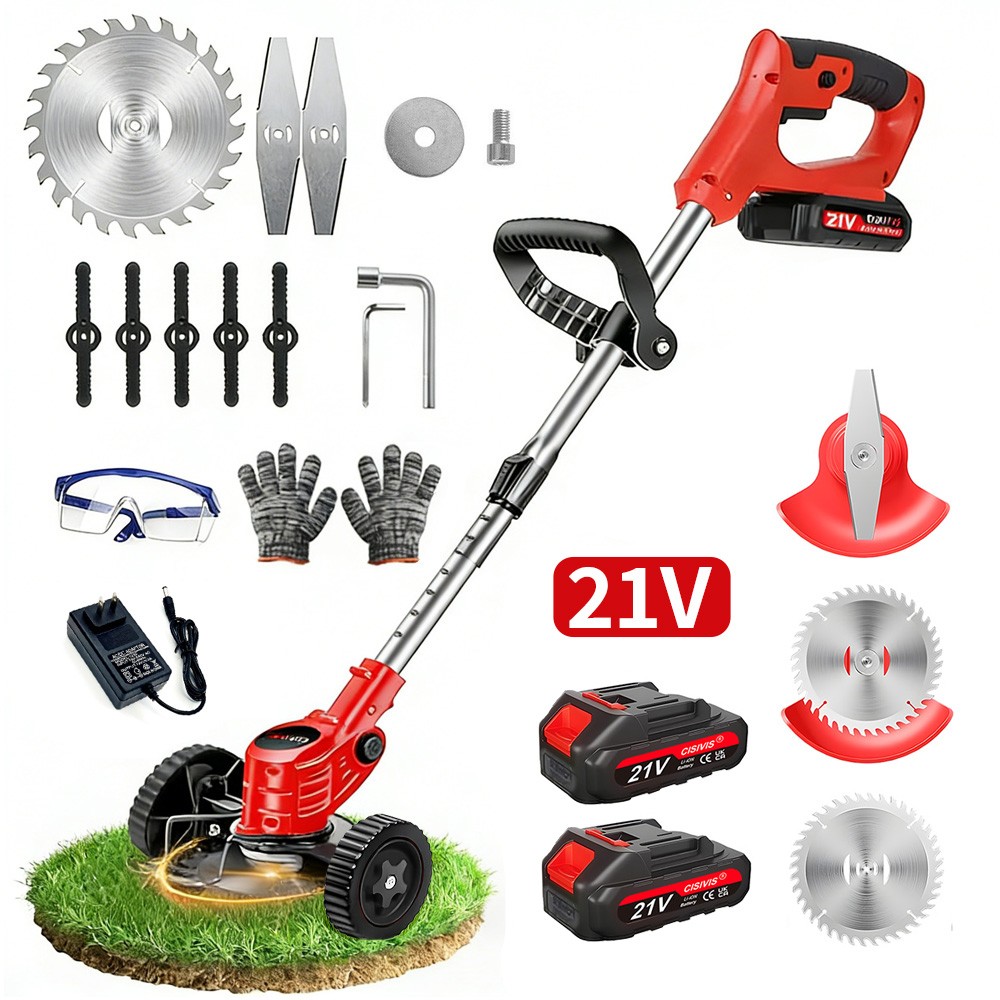 Electric Cordless Grass String Trimmer Lawn Edger Weed Wacker Cutter + 2 Battery