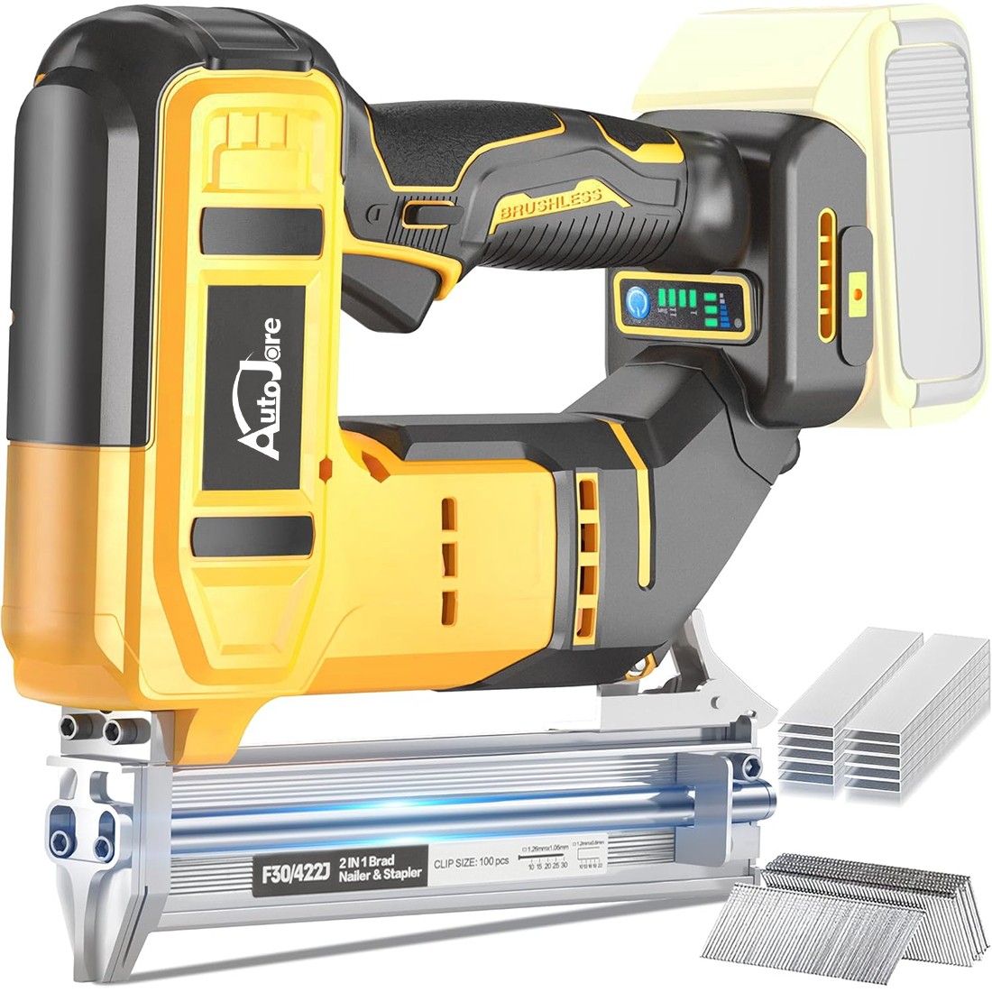 18GA Cordless Brad Nailer for Dewalt 20V Battery, 2 in1 Electric Nail/Staple Gun