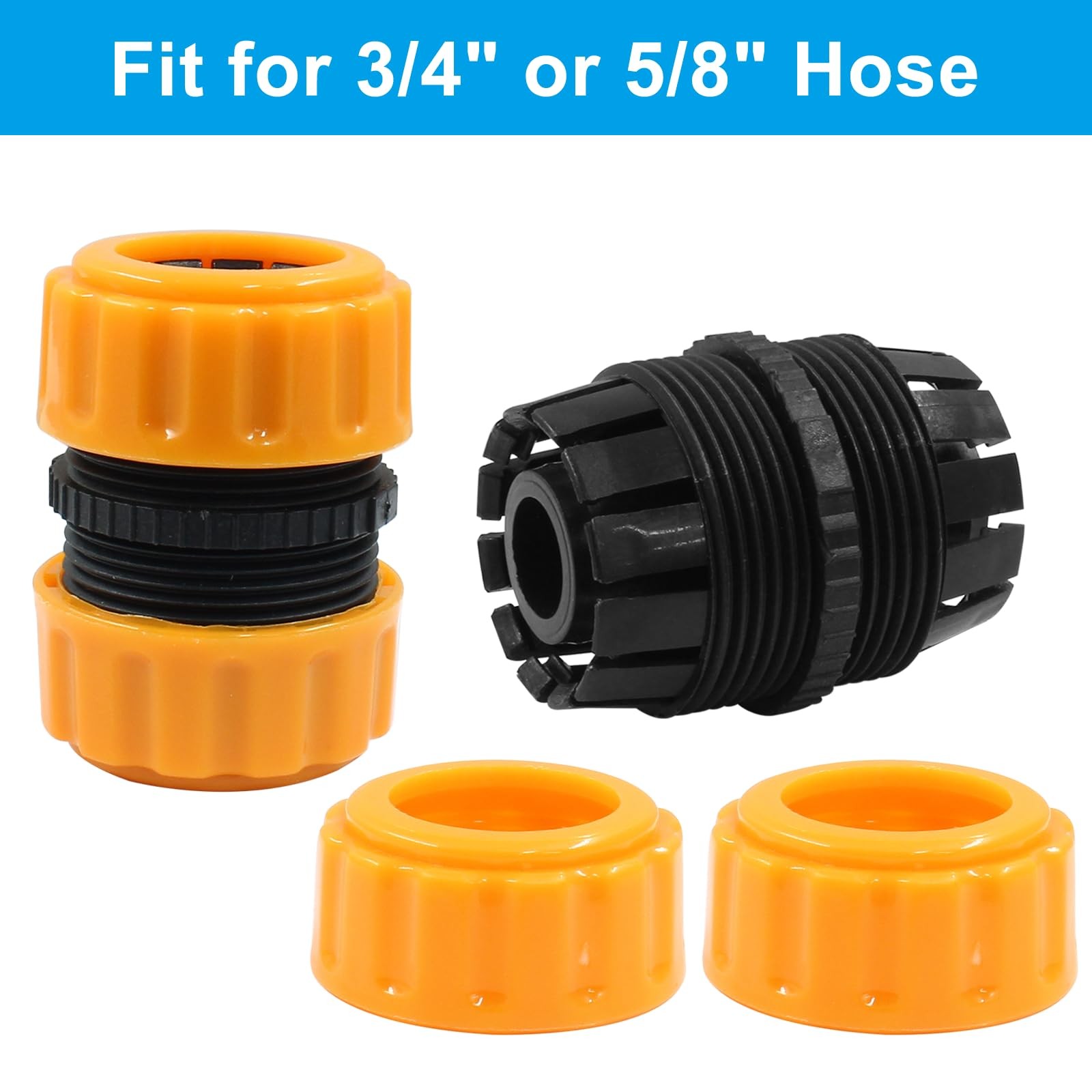 6 Sets 3/4″ or 5/8″ Garden Hose Repair Kit Hose Pipe Connector Water Hose