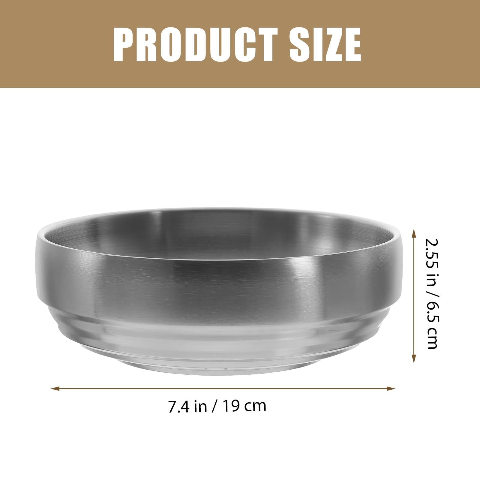 7.48 Inch 34Oz Stainless Steel Double Cold Noodle Bowl Salad Pasta Ramen