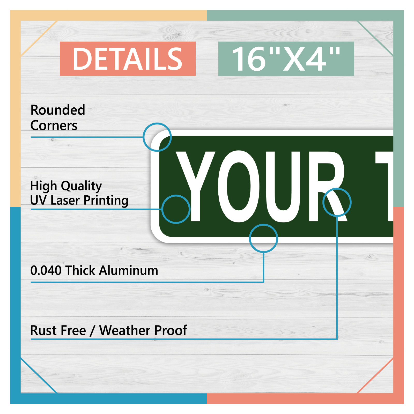 Personalized Street Sign – Custom Road Sign, 4 Sizes, .040 Aluminum, many colors