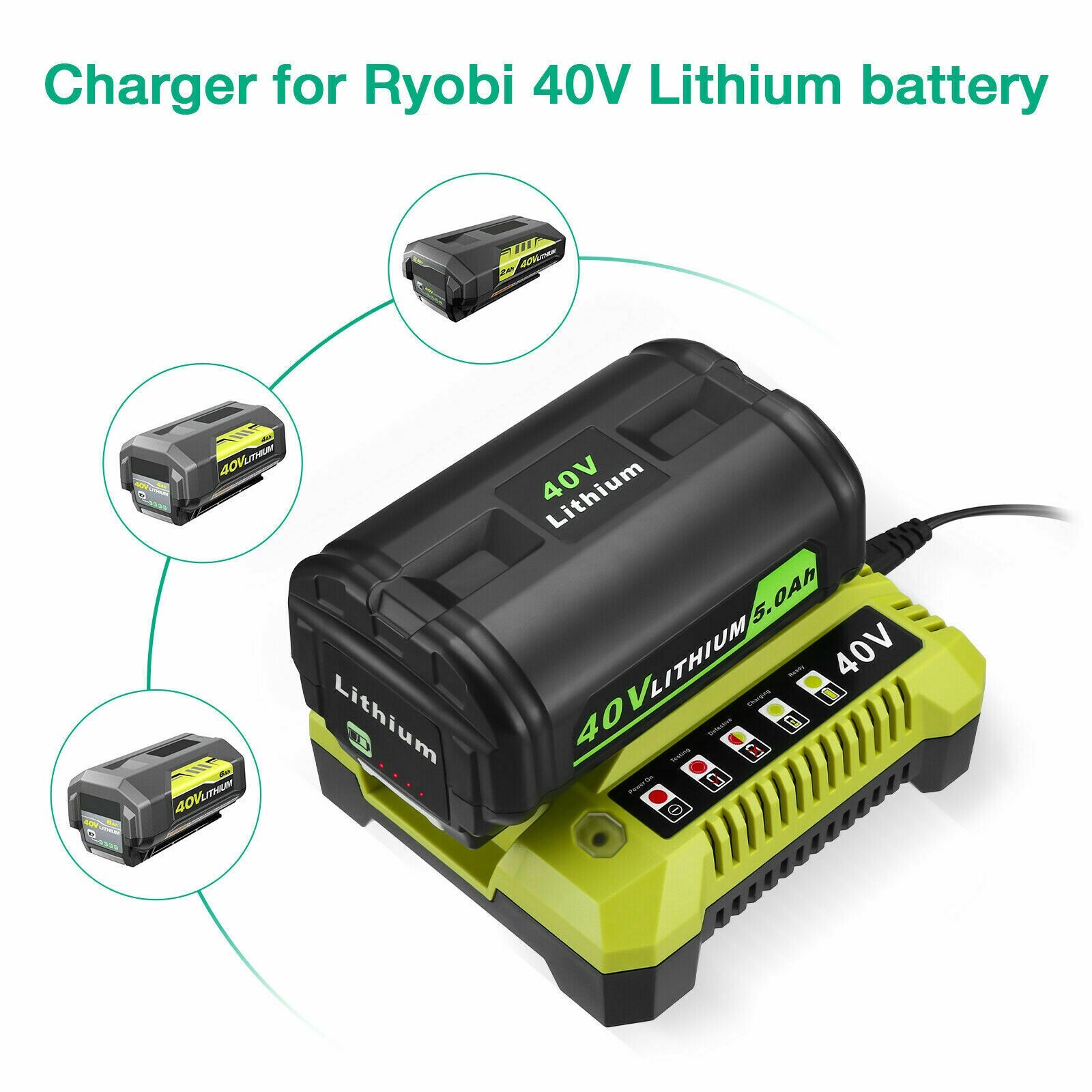 Rapid Charger For Ryobi 40V Lithium-Ion Battery OP401 OP40261 OP40401 OP4050A US