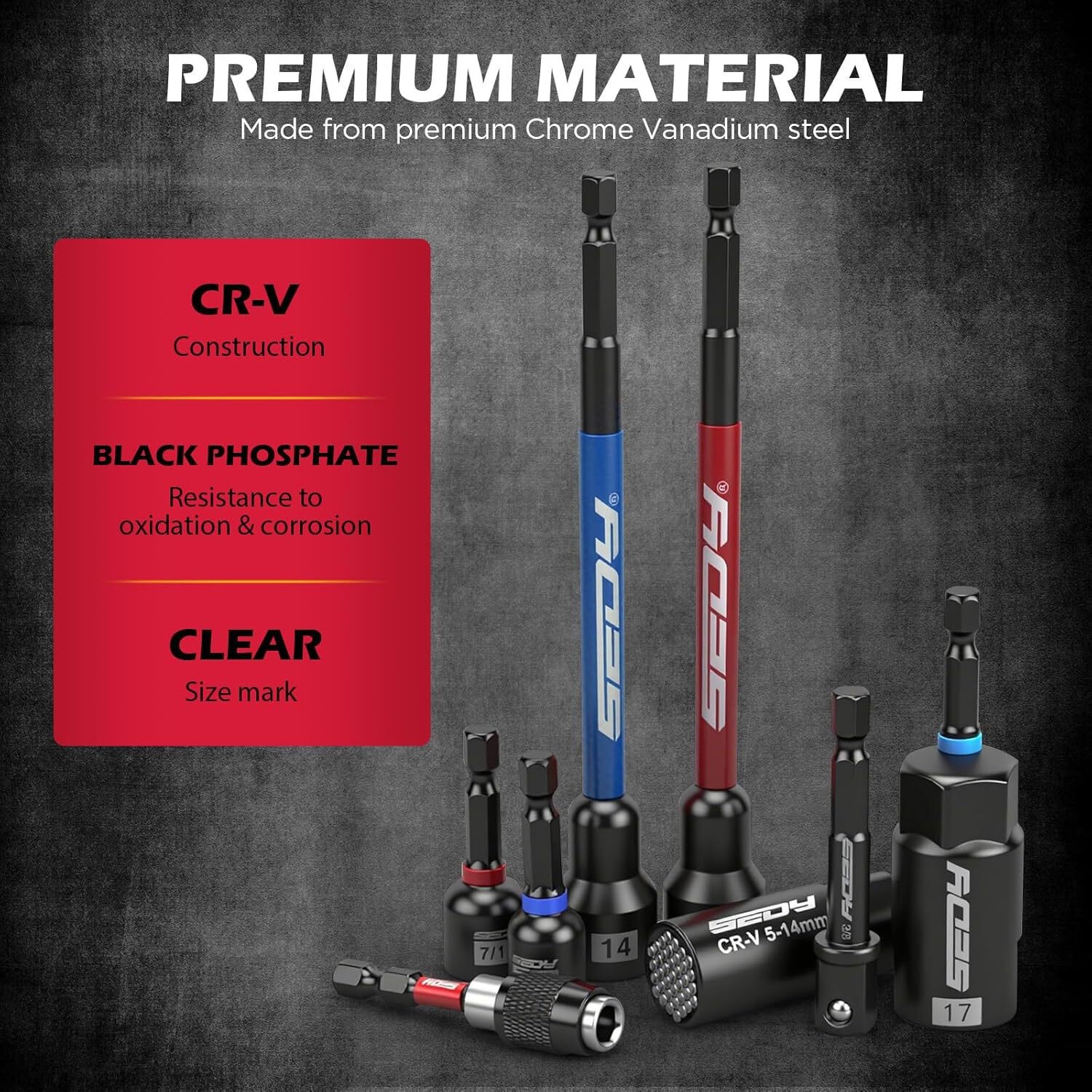 41-Piece Premium 1/4″ Drive Magnetic Impact Nut Driver Set Metric & SAE Standard