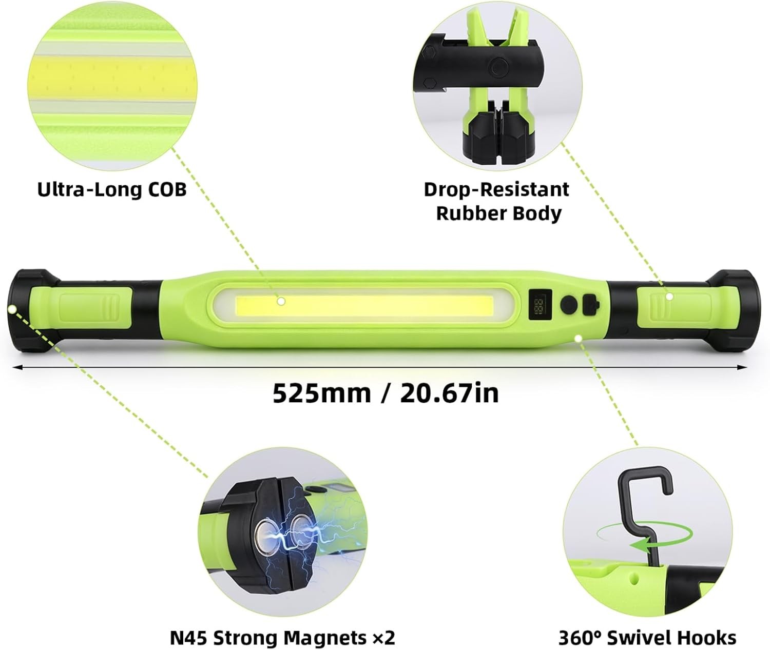 3000LM Rechargeable LED Work Light 525mm Magnetic Under Hood Light Bar with Hook