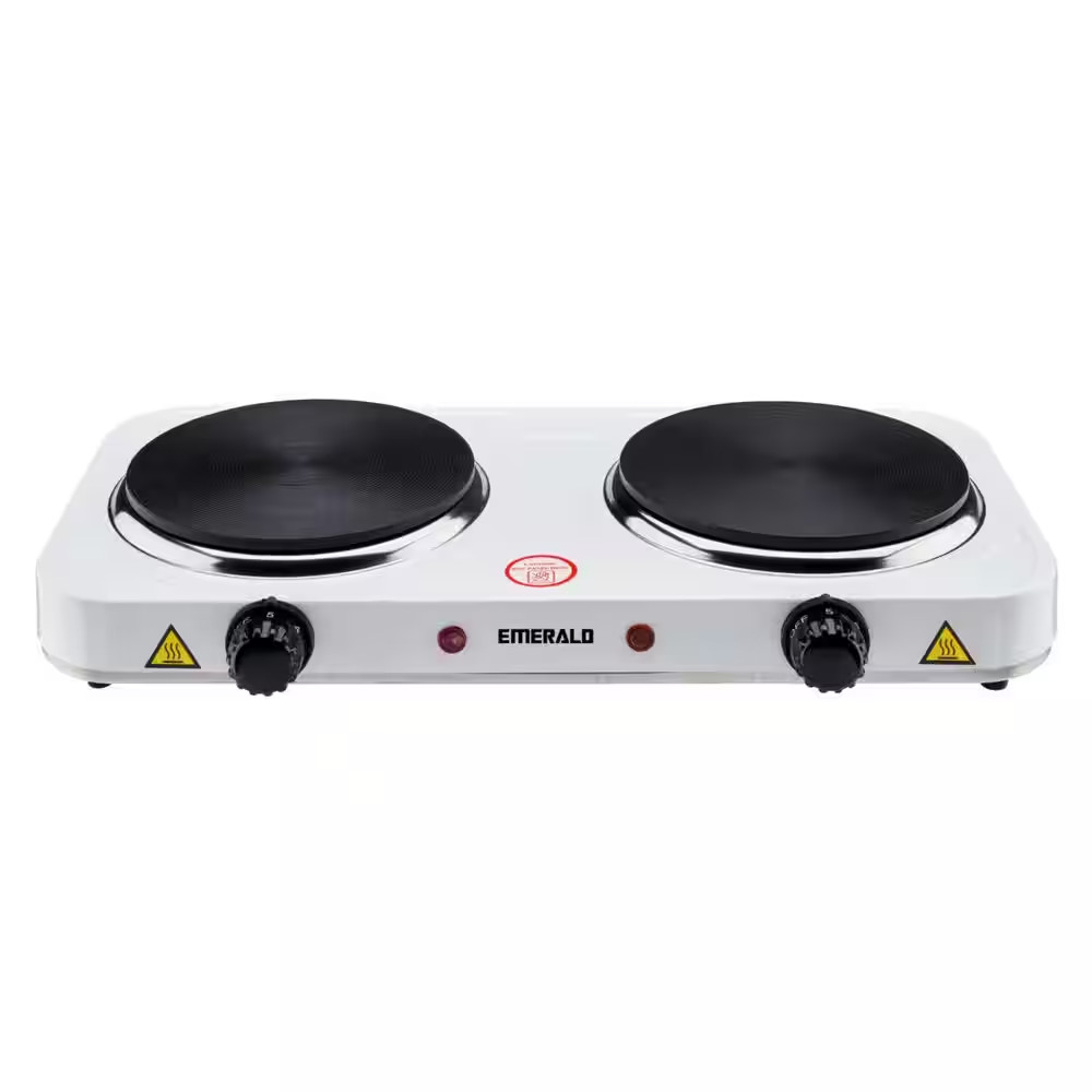 2-Burner 6.1 In. White Electric Hot Plate Stove 2000W (2X1000W)