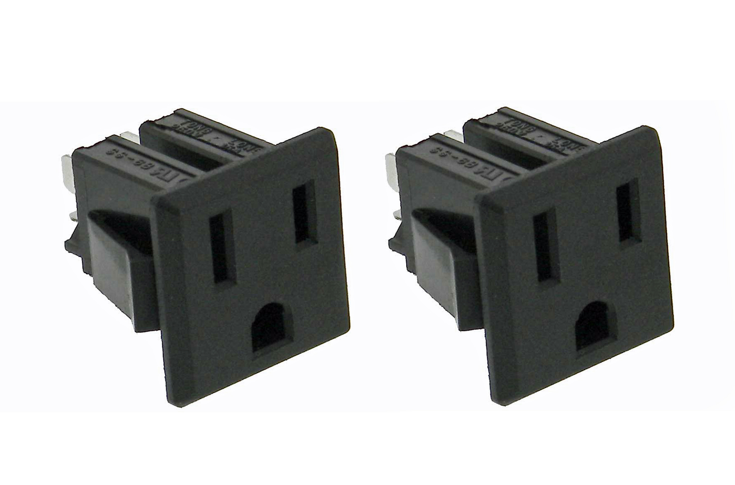 2 Pack AC Outlet, NEMA 5-15R, 3 Wire 15A, Snap-in 32041