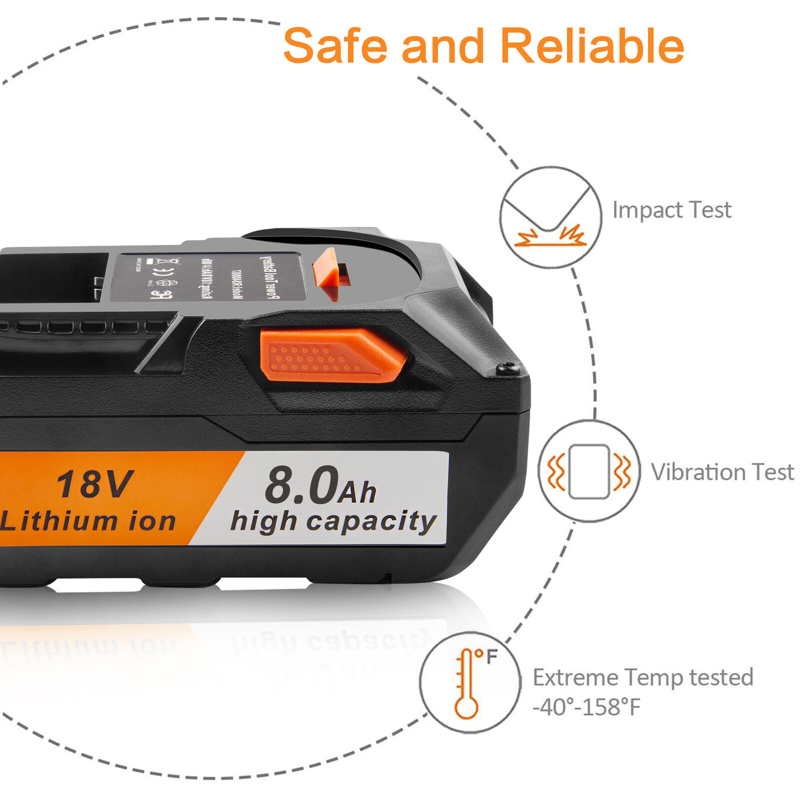 8000mAh For Ridgid R840085 6.0Ah Lithium Battery Rigid 18Volt R840087 Power Tool