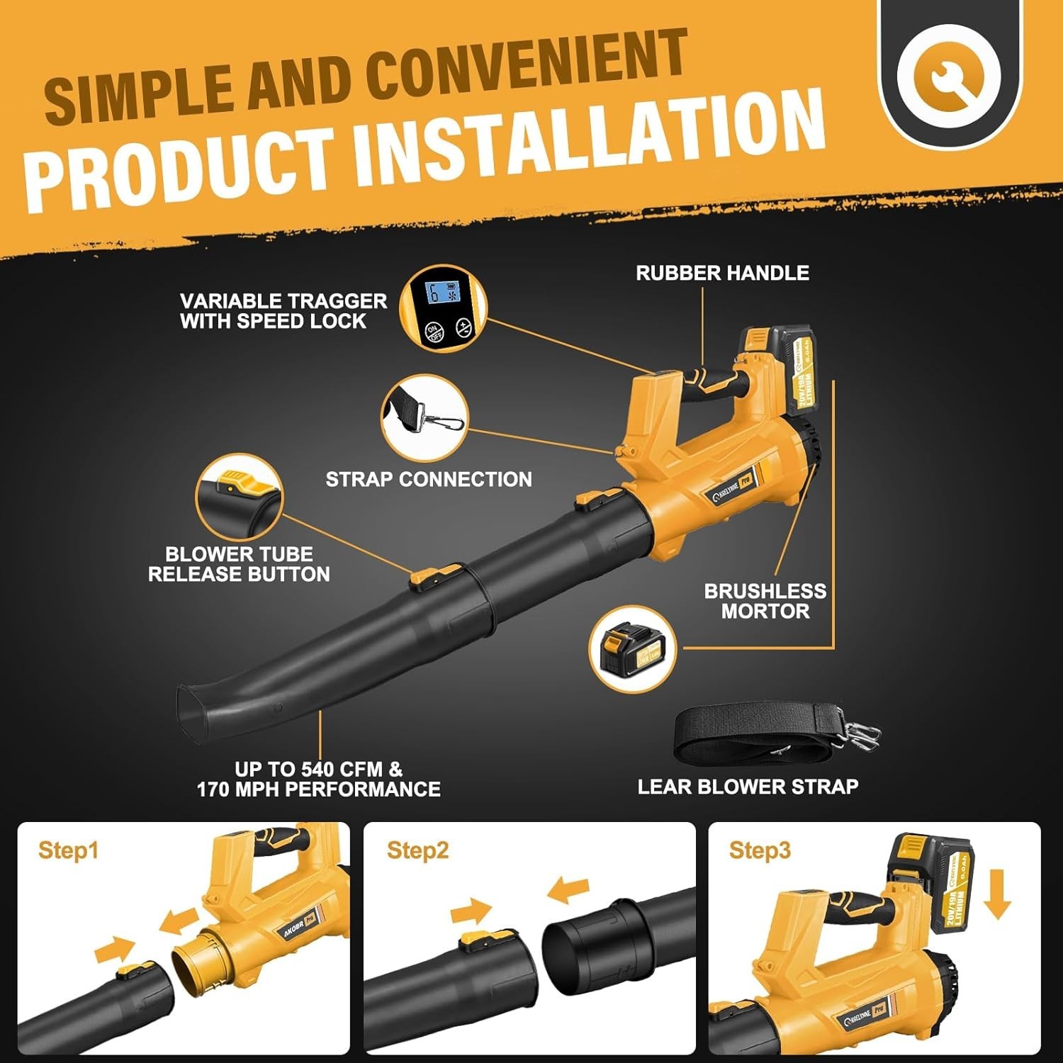 Leaf Blower Cordless, 20V Powerful Electric Leaf Blower with 2 Battery and Charg