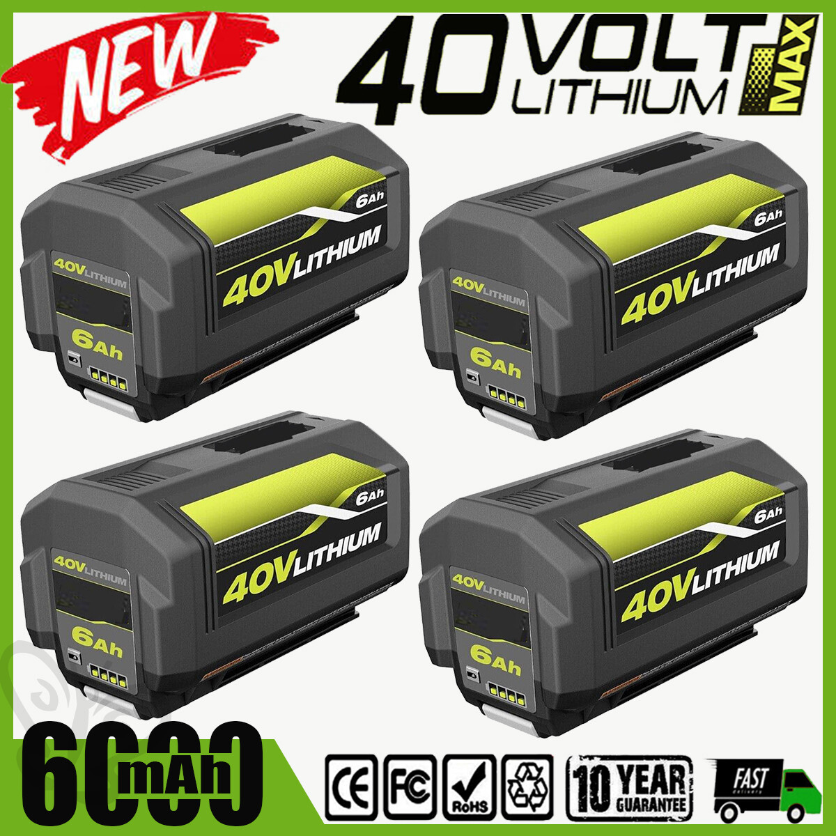 For Ryobi OP40602 40V 6Ah High Capacity HP Lithium Battery With LED OP4050