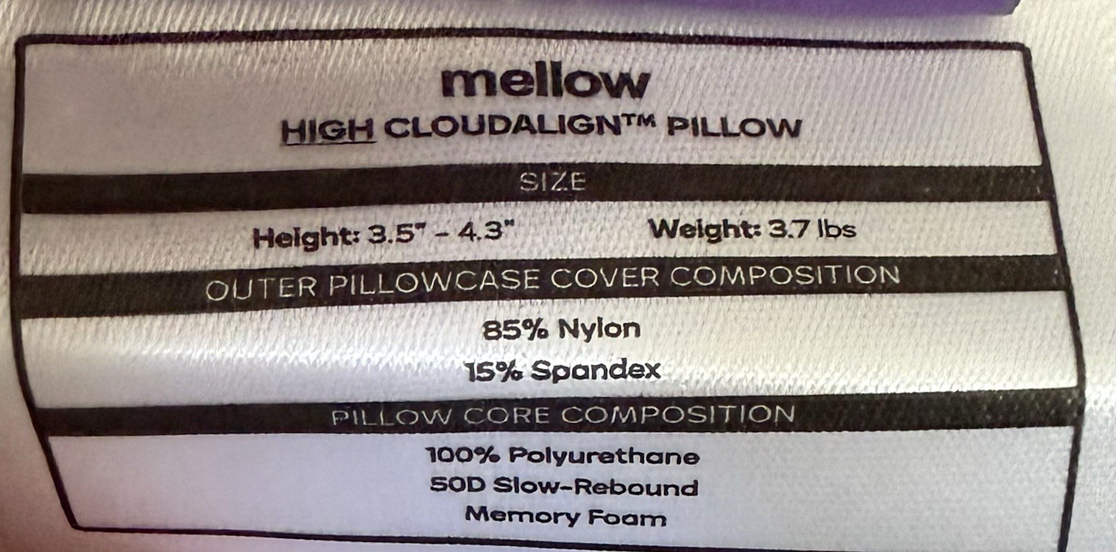 Mellow Cloud Align Pillow High — New w/o Box — See Description