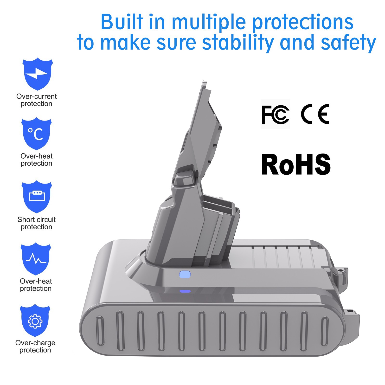 6.0AH For Dyson V7 21.6V High Capacity Battery V7 Animal Replacement Battery