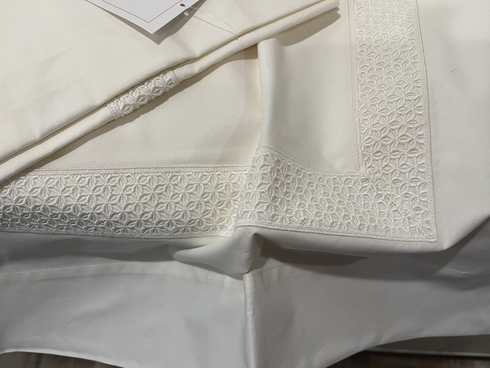 $700 Pratesi Italy New 1pc Euro Sham Origami Embroidery Ivory ONE