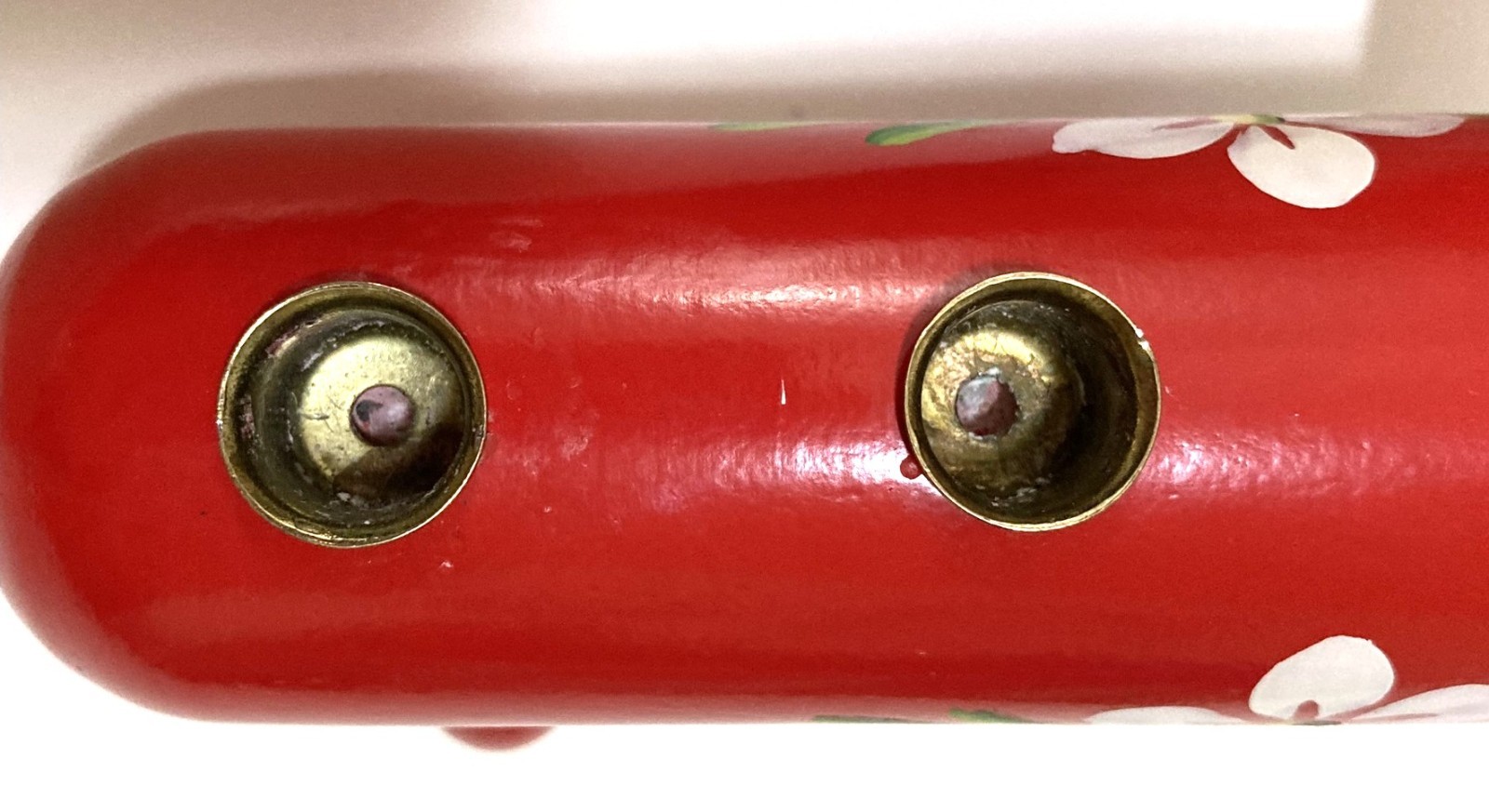 Red Wooden Pig Candle Holder 7.75″L Sweden Hand Painted Flowers Folk Art