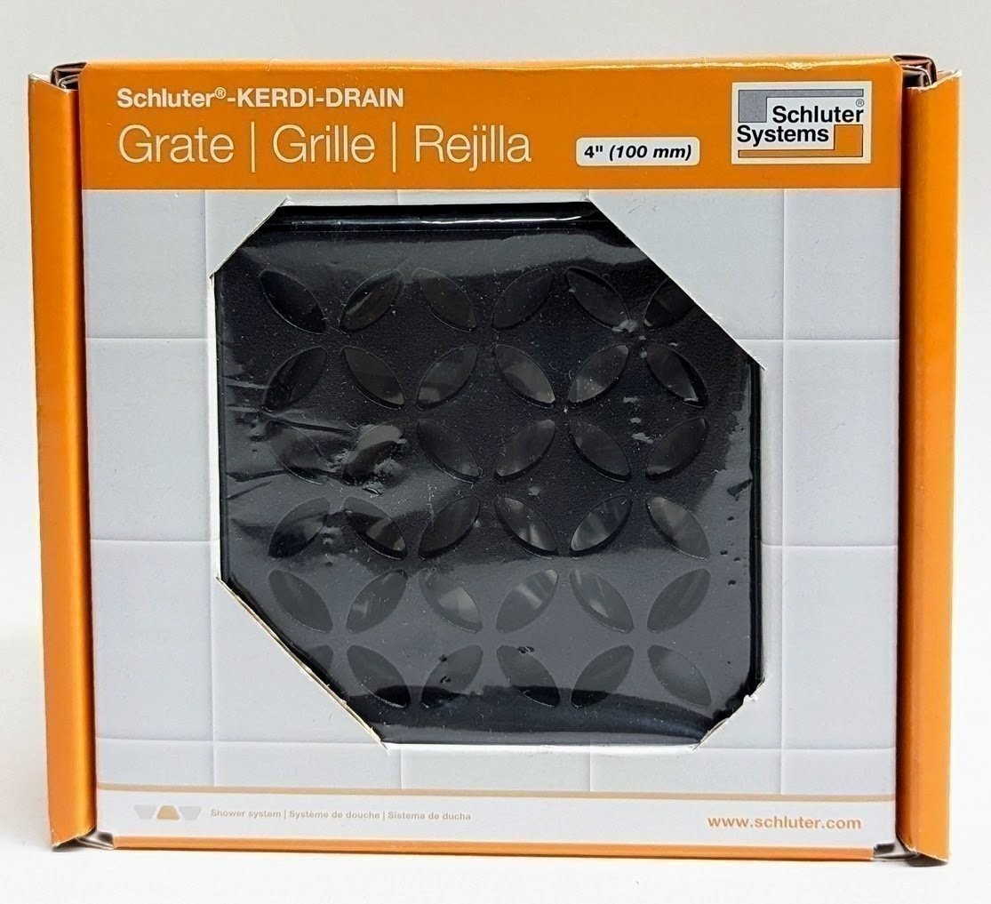 Schluter Systems Kerdi-Drain 4″ Square Grate – Matte Black Floral KDIF4GRKMGSD5