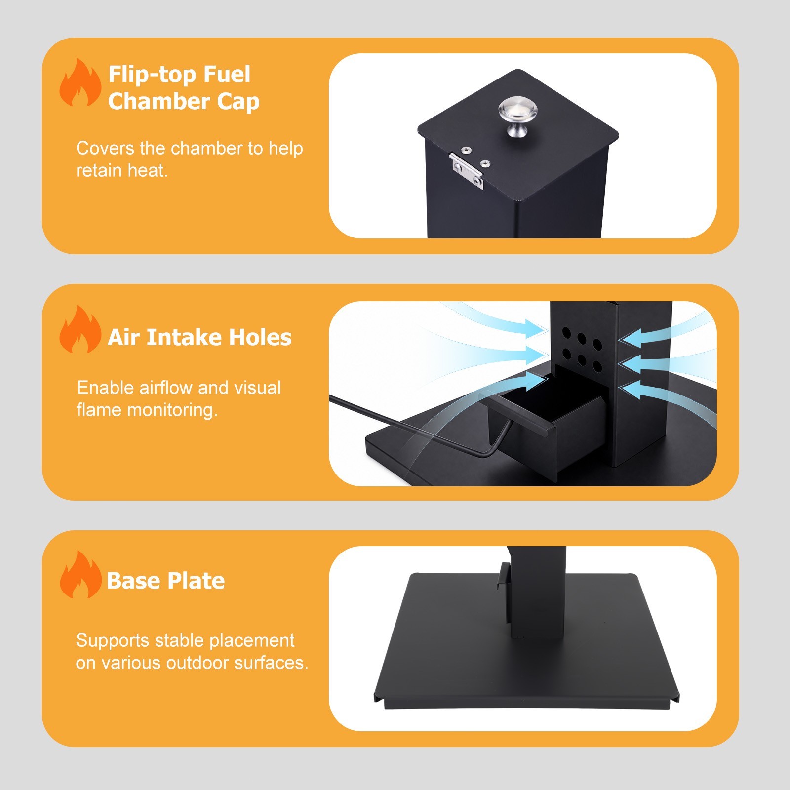 56 Inch Patio Pellet Heater Outdoor Smokeless Portable Wood Pellet Burning Flame