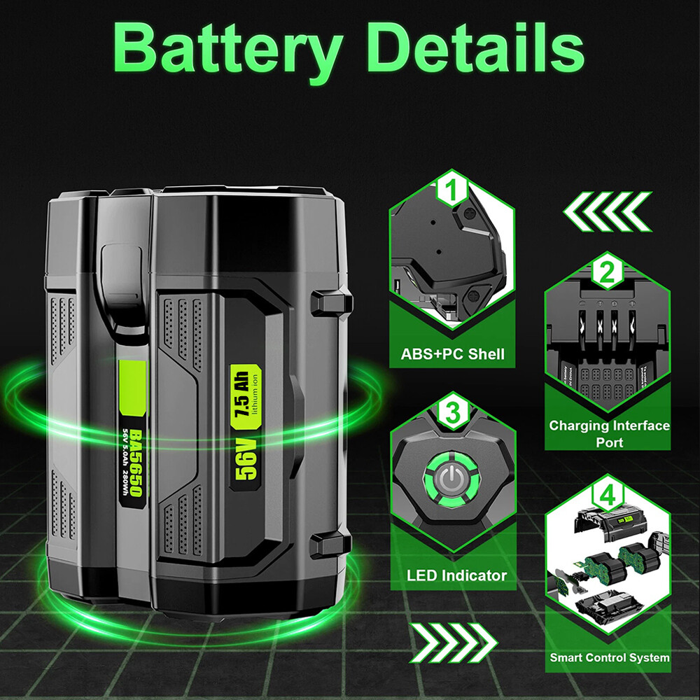 7500mAh 56V Lithium Battery For EGO BA2800 BA4200 Tool Lawn Mower Leaf Blower