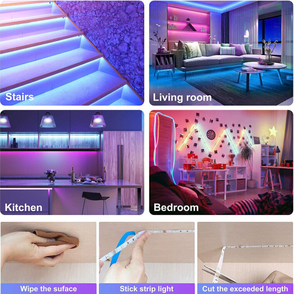 USA – LED Strip Lights 100ft 50ft 5050 RGB Room Light with Remote