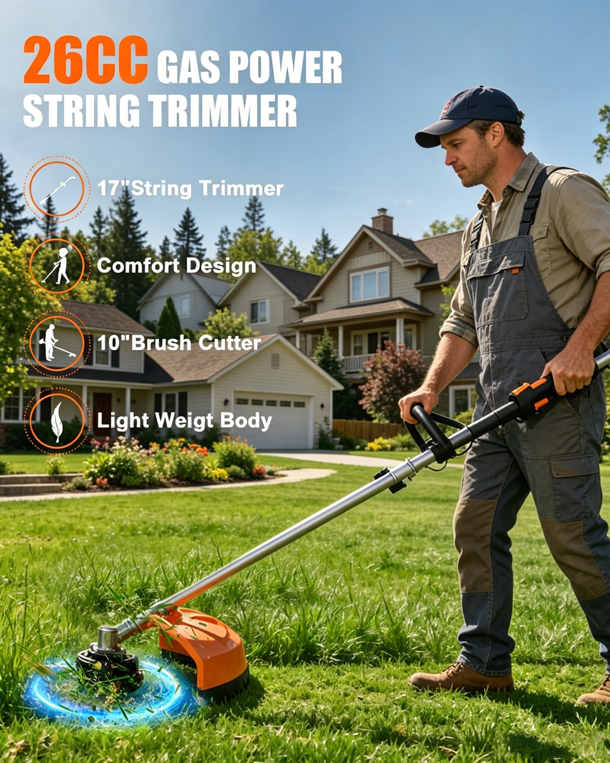 NEOTEC 6-in-1 Multi-Functional Trimming Tools Gas Hedge Trimmer 26CC Weed Eater