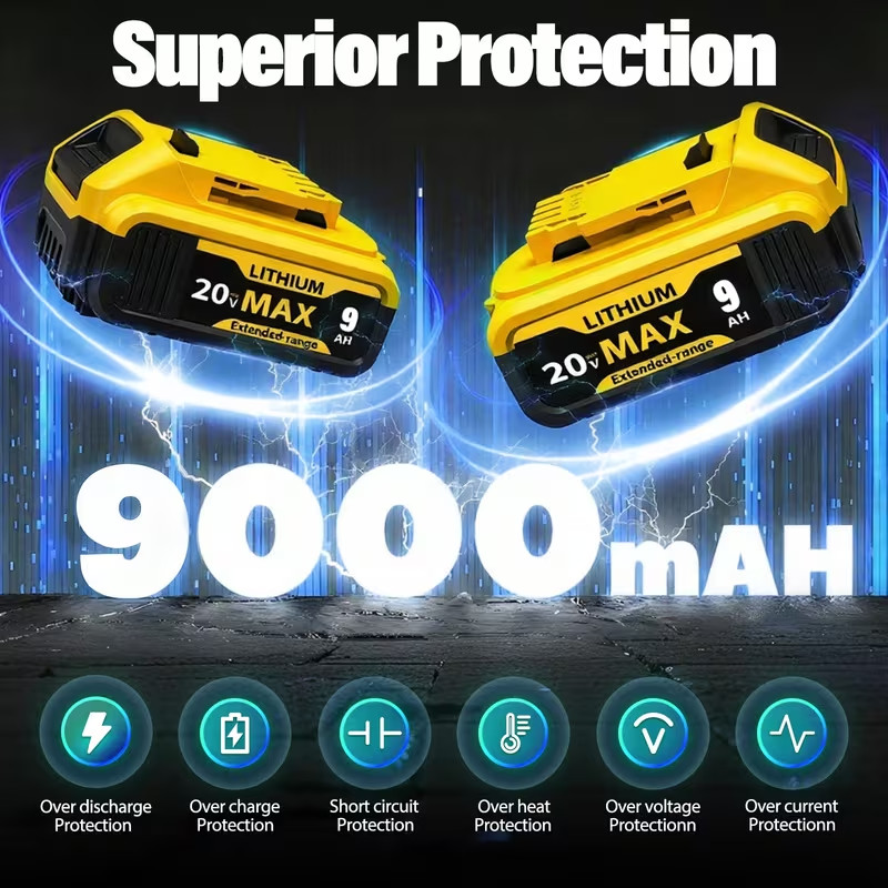 9Ah 20V Replace Battery Compatible For DeWalt 20V MAX Battery DCB200 Power Tools