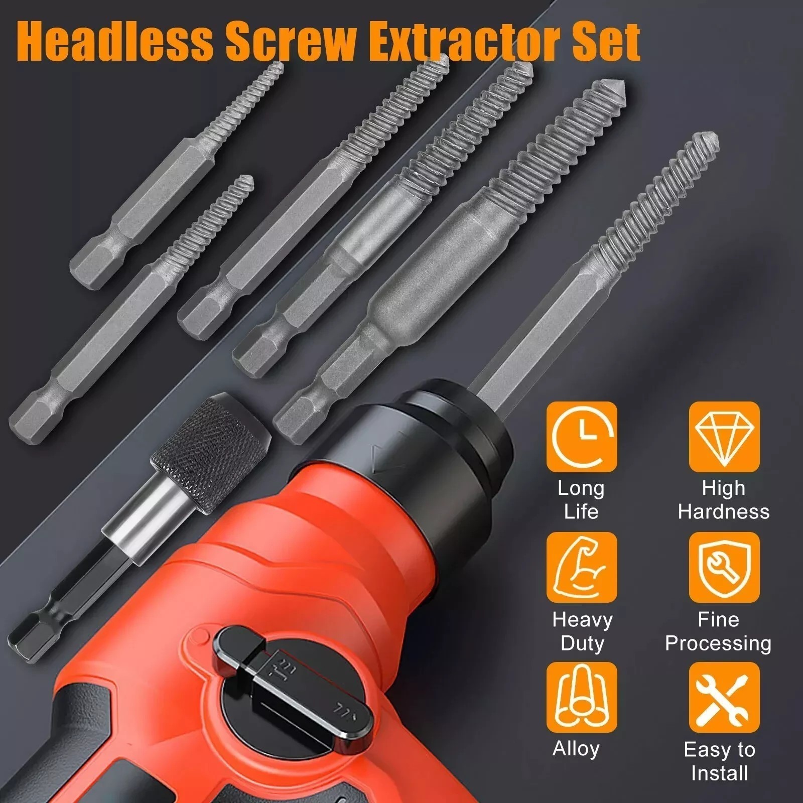 12Pcs Stud Screw Extractor Remover 1/4 Inch Hex Shank Damaged Bolt Easy Out-Sets