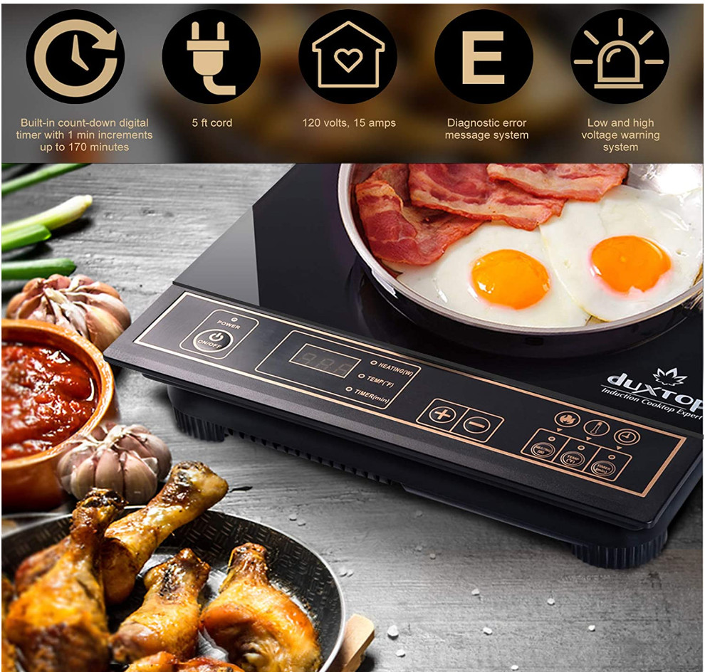 Duxtop 1800W Portable Induction Cooktop Countertop Burner, Silver 8120MC/BT-180G