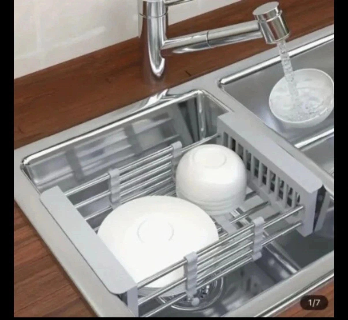 Over Sink Expandable Kitchen Drying Rack Stainless Steel Dish Drainer Adjustable