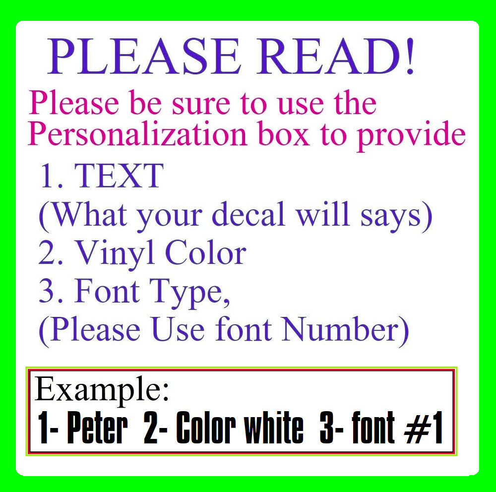 Custom Text Vinyl Decal Sticker Personalized Lettering ANY TEXT – ANY NAME {c30