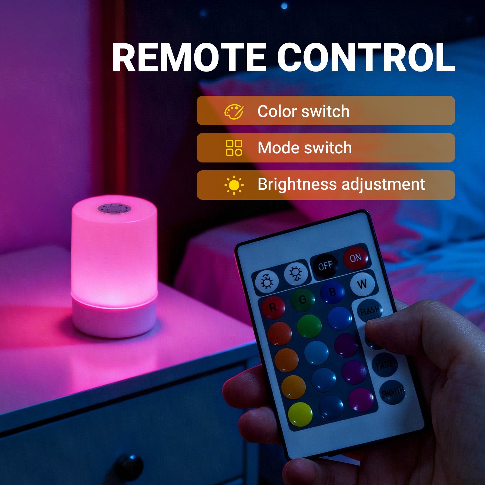 RGB Touch Dimmable Night Light Smart Adjustable Brightness Bedside Table Lamp