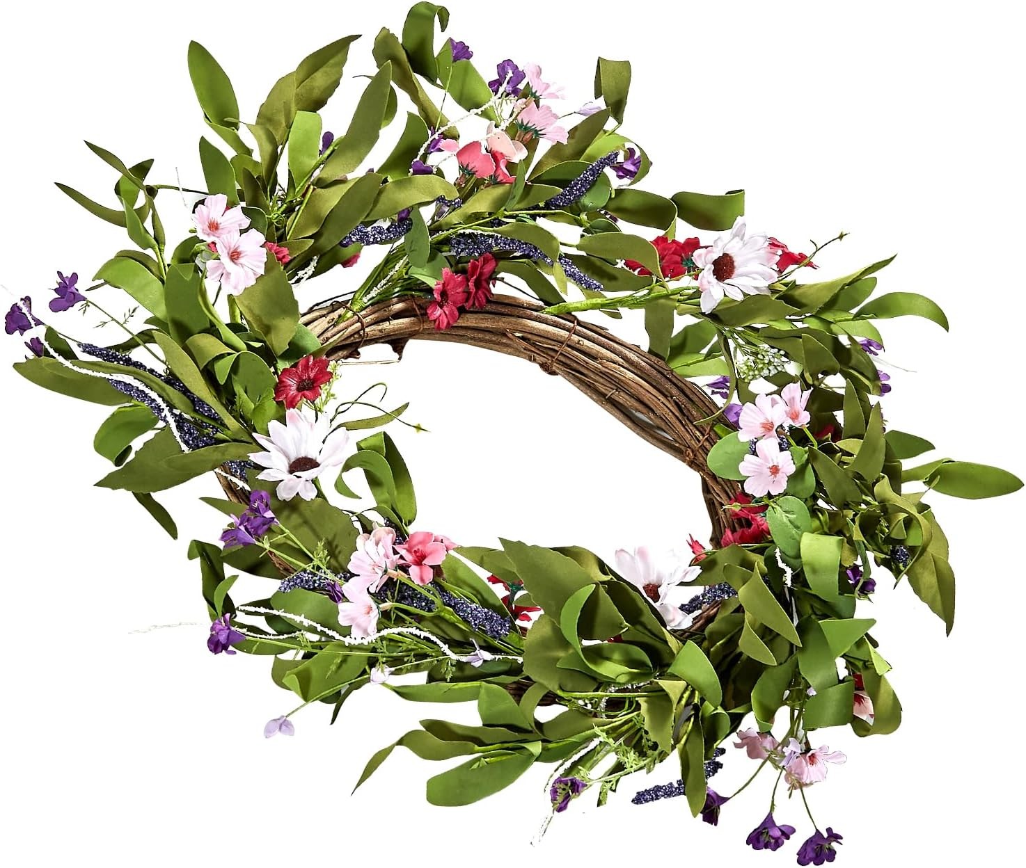 22in Spring Wreath for Front Door Artificial Daisy Lavender Indoor Outdoor Decor