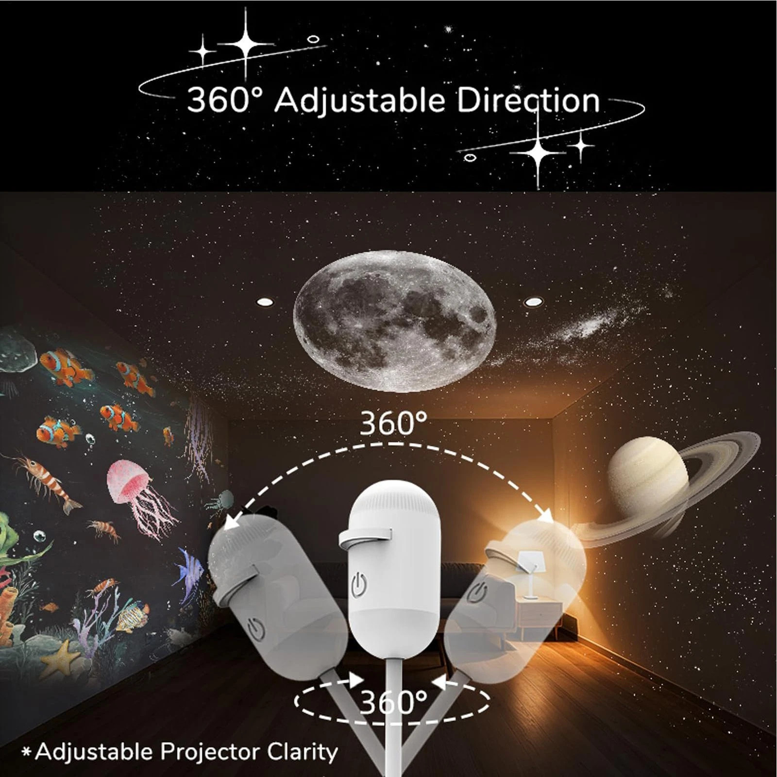 Starry Sky Aurora Galaxy Projector Night Light HD 360° Rotating LED Mood Lamp
