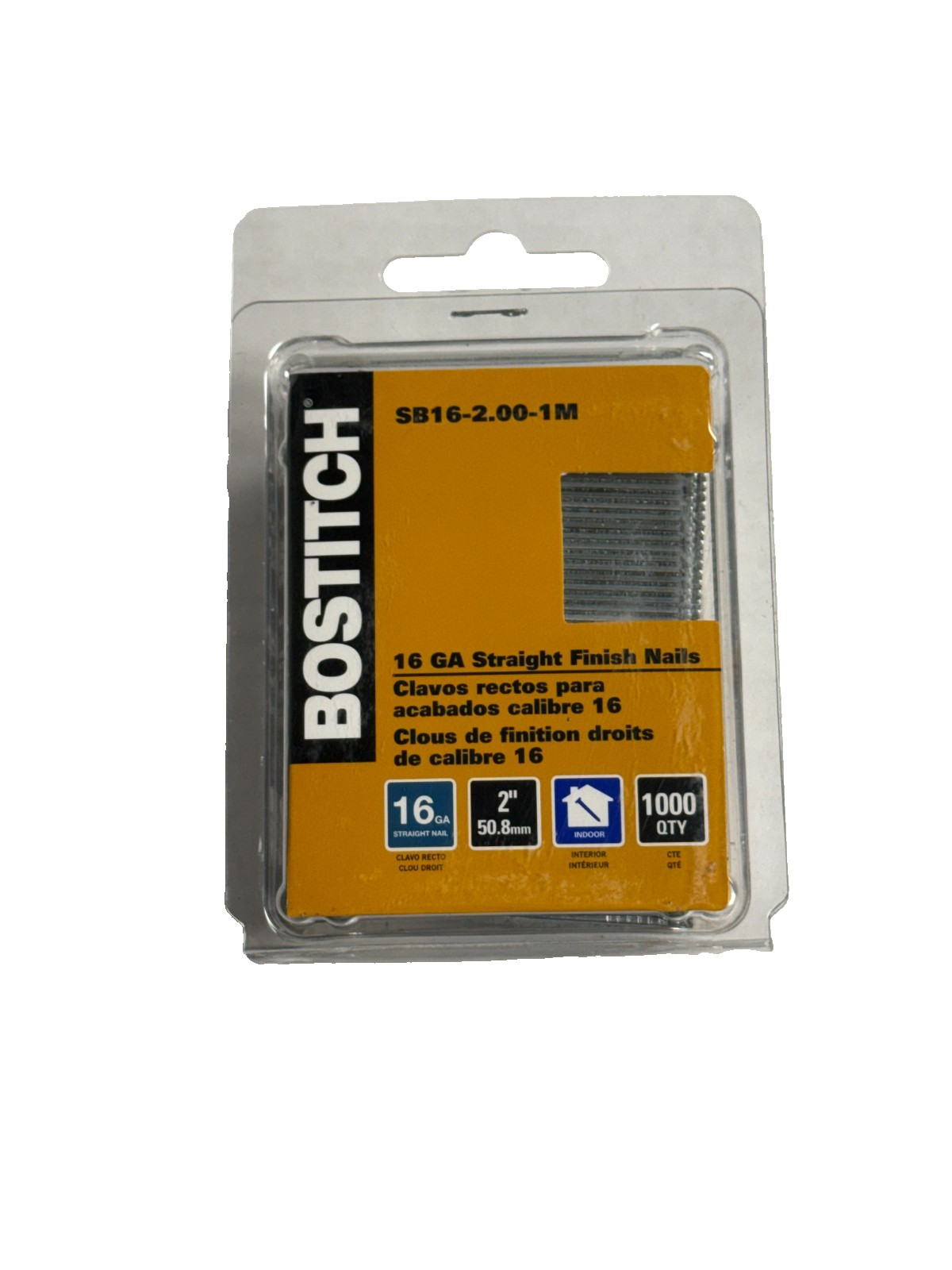 Bostitch 2 in Straight Strip Coated Finish Nails, Pack of 1,000 SB16-2.00-1M