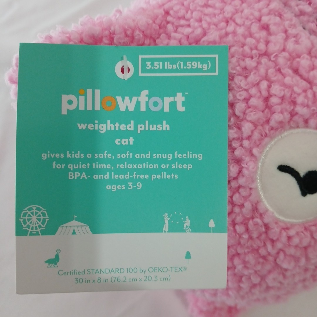Pillowfort Cat Kids’ 3.5lbs Weighted Plush Throw Pillow Pink NWT