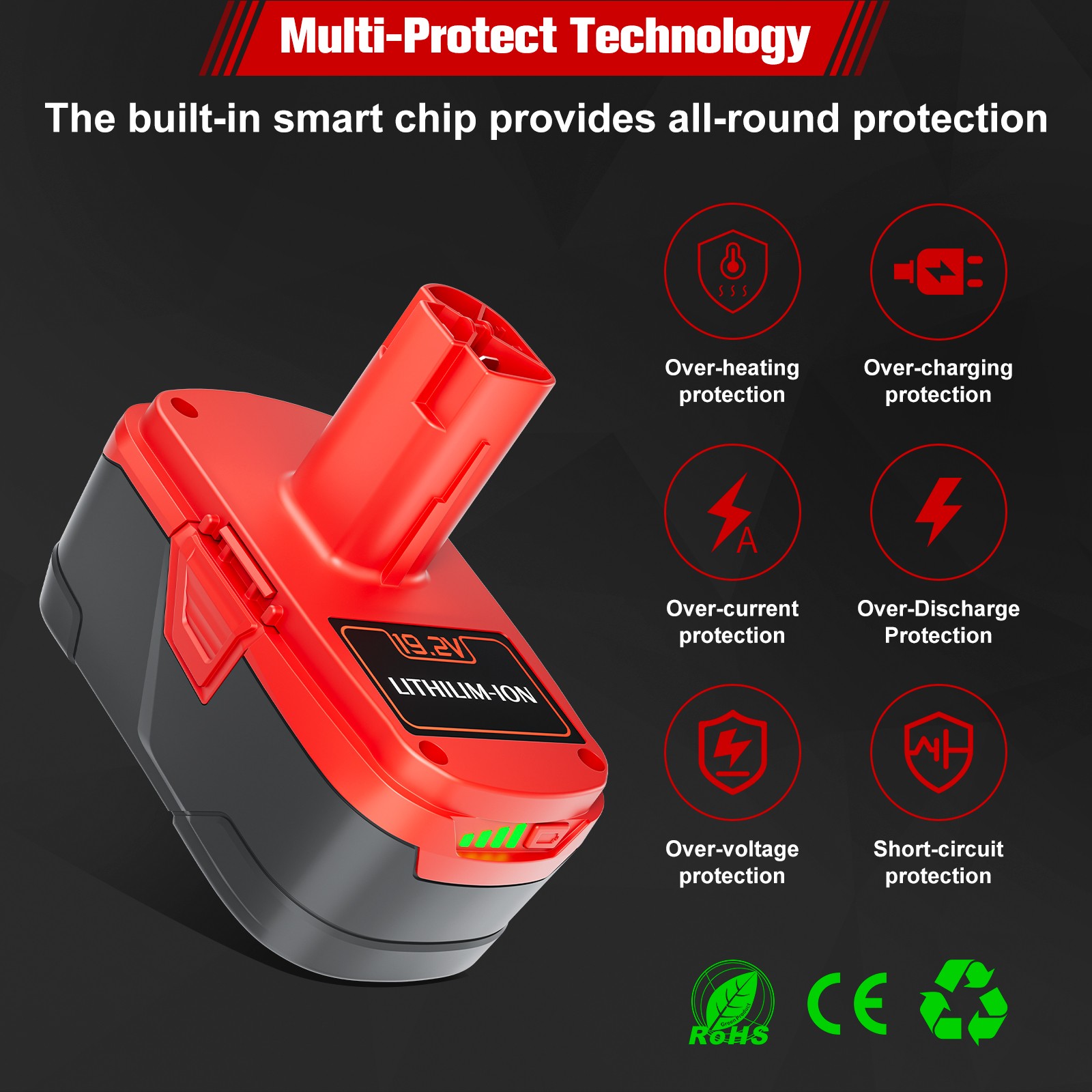 2/10pack 8000mAh Battery for Craftsman 19.2V 11375 C3 130279005 11375, 11376