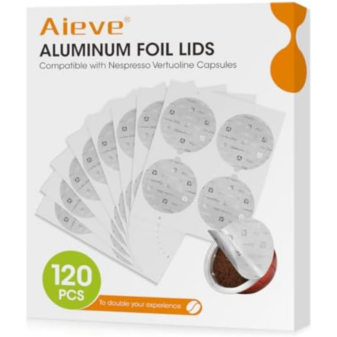 120pcs Aluminum Foil Seal Lids for Reusable Nespresso Vertuo Pods, Compatible wi