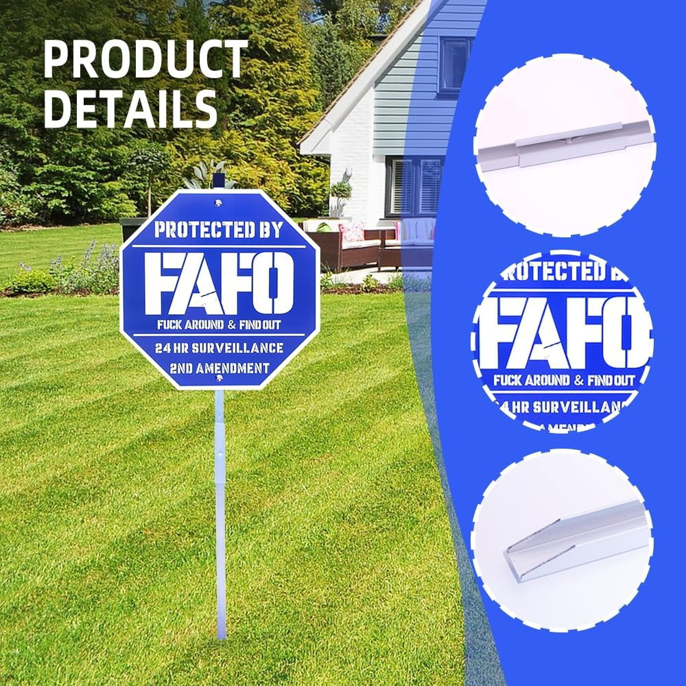 FAFO Security Sign, Funk around and Find Out Sign,Home Security Signs Yard, Funn