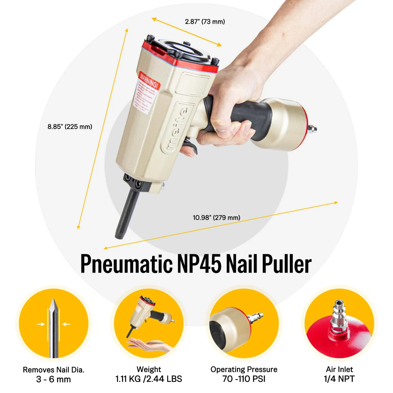 meite Pneumatic Nail Puller Nail Remover Professional Air Punch Nailer NP45