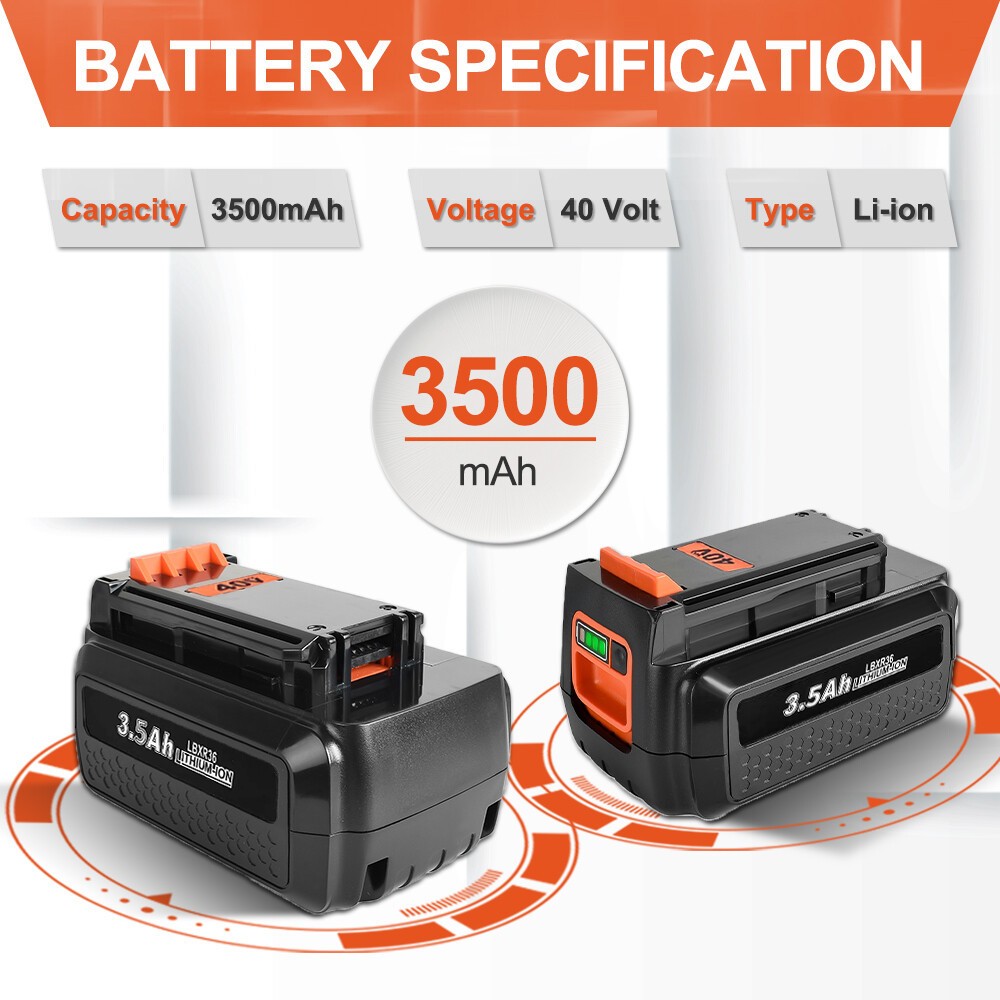 4.0AH 40Volt Lithium Battery/Charger For Black Decker 40 Volt Max LBXR36 LBX2040