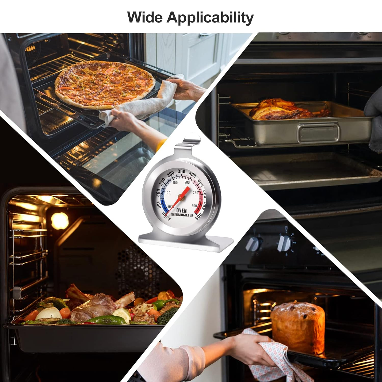 Oven Thermometer Stainless Steel Classic Stand Up Food Meat Temperature Gauge5-1