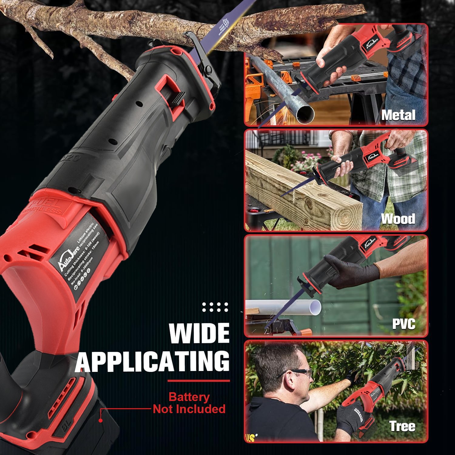 Cordless Reciprocating Saw for Milwaukee 18V Battery,0-3000 RPM, Variable Speed