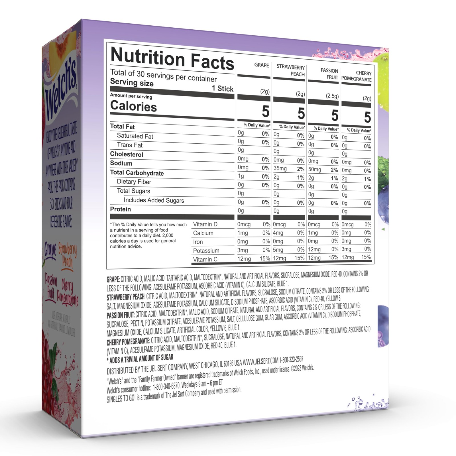 Welch’s Singles To Go Variety Pack, Watertok Powdered 0.08 Ounce (Pack of 30)