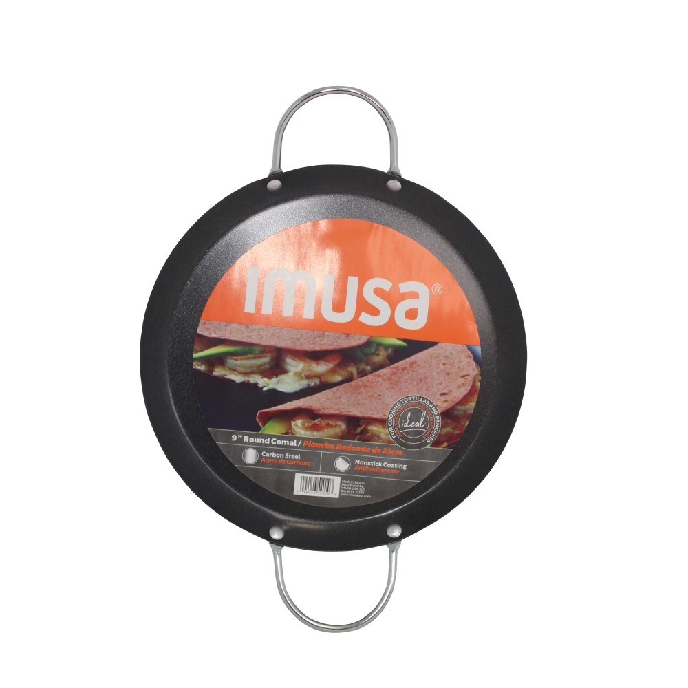 Carbon Steel Nonstick Round Comal with Metal Handle