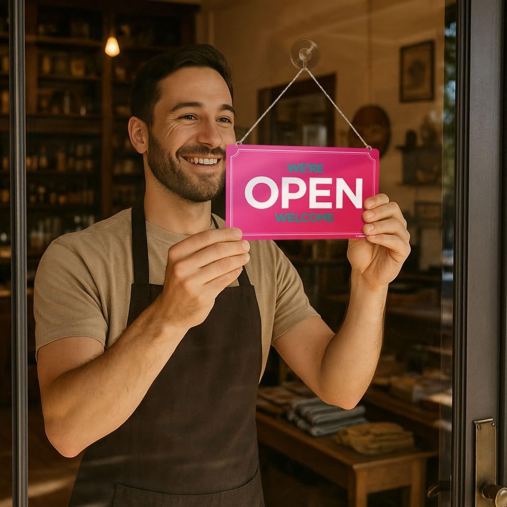 GEEKBEAR Open Closed Sign for 9.8” x 5.9” (25cm x 15 cm), 01. Red & Black