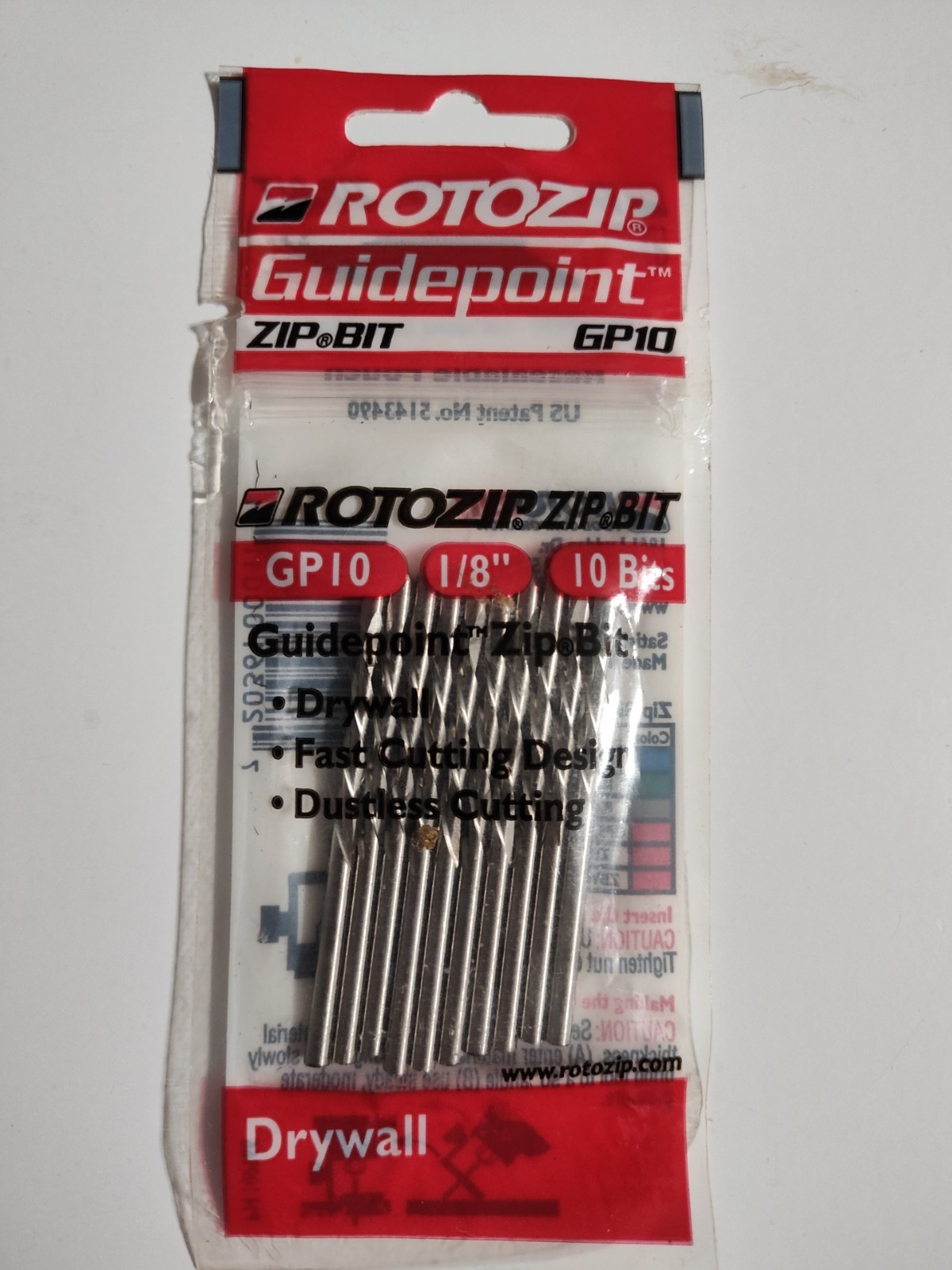 Rotozip GP10 1/8″ Guidepoint Drywall Zip Bits 10 Pack by Bosch G4C