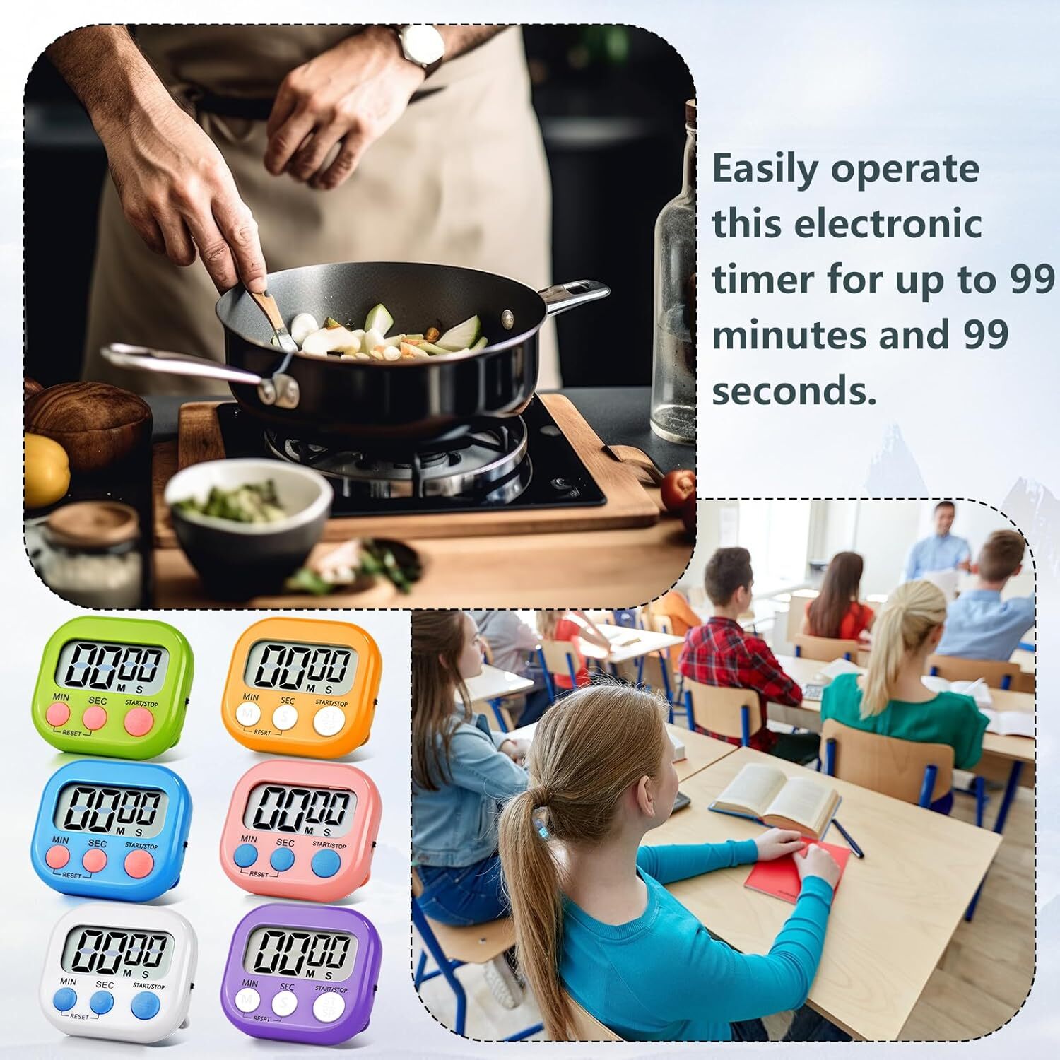 Large LCD Digital Kitchen Cooking Timer Count Down Up Clock Loud Alarm Magnetic
