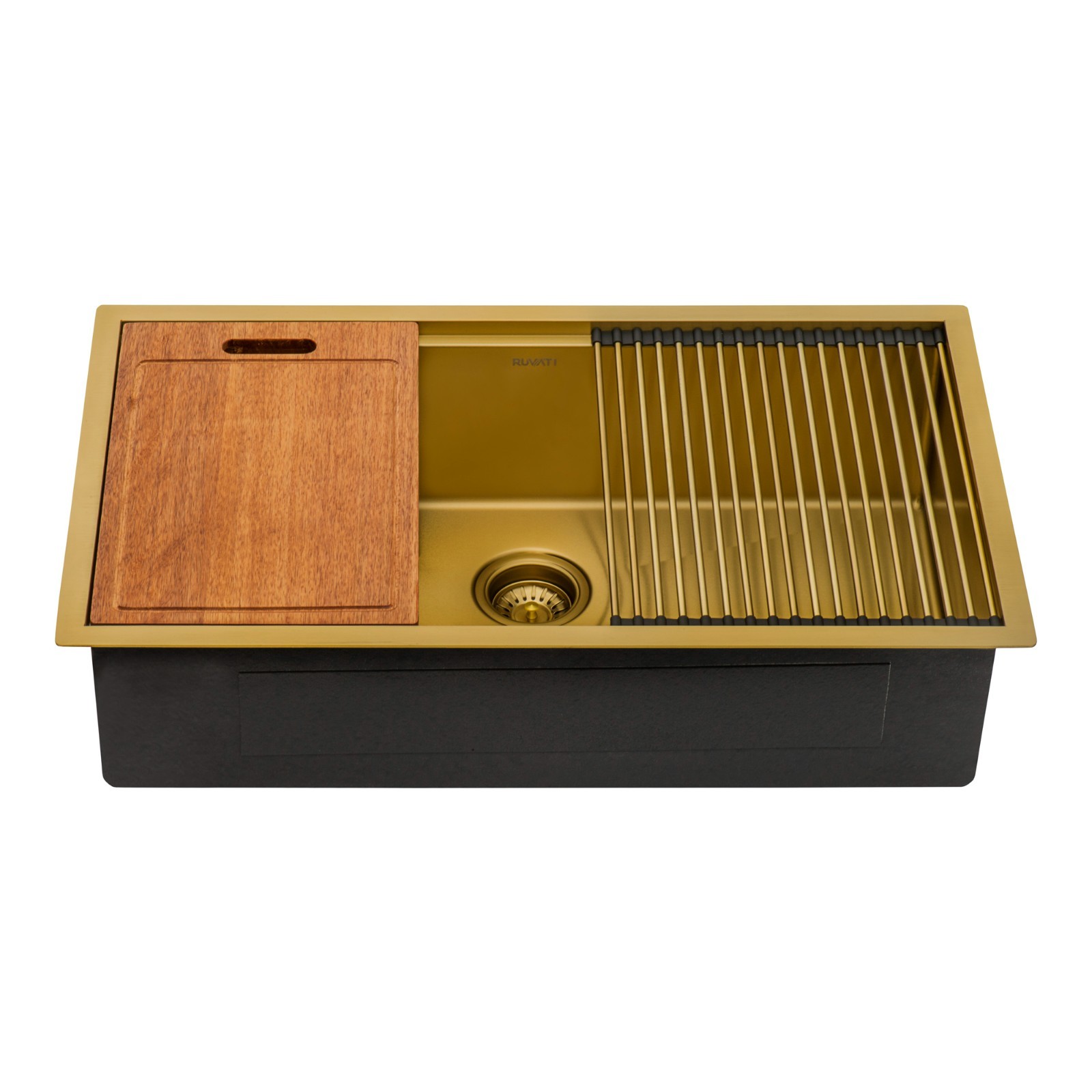 Ruvati 33″ Matte Gold Workstation Undermount Single Bowl Kitchen Sink- RVH6533GG