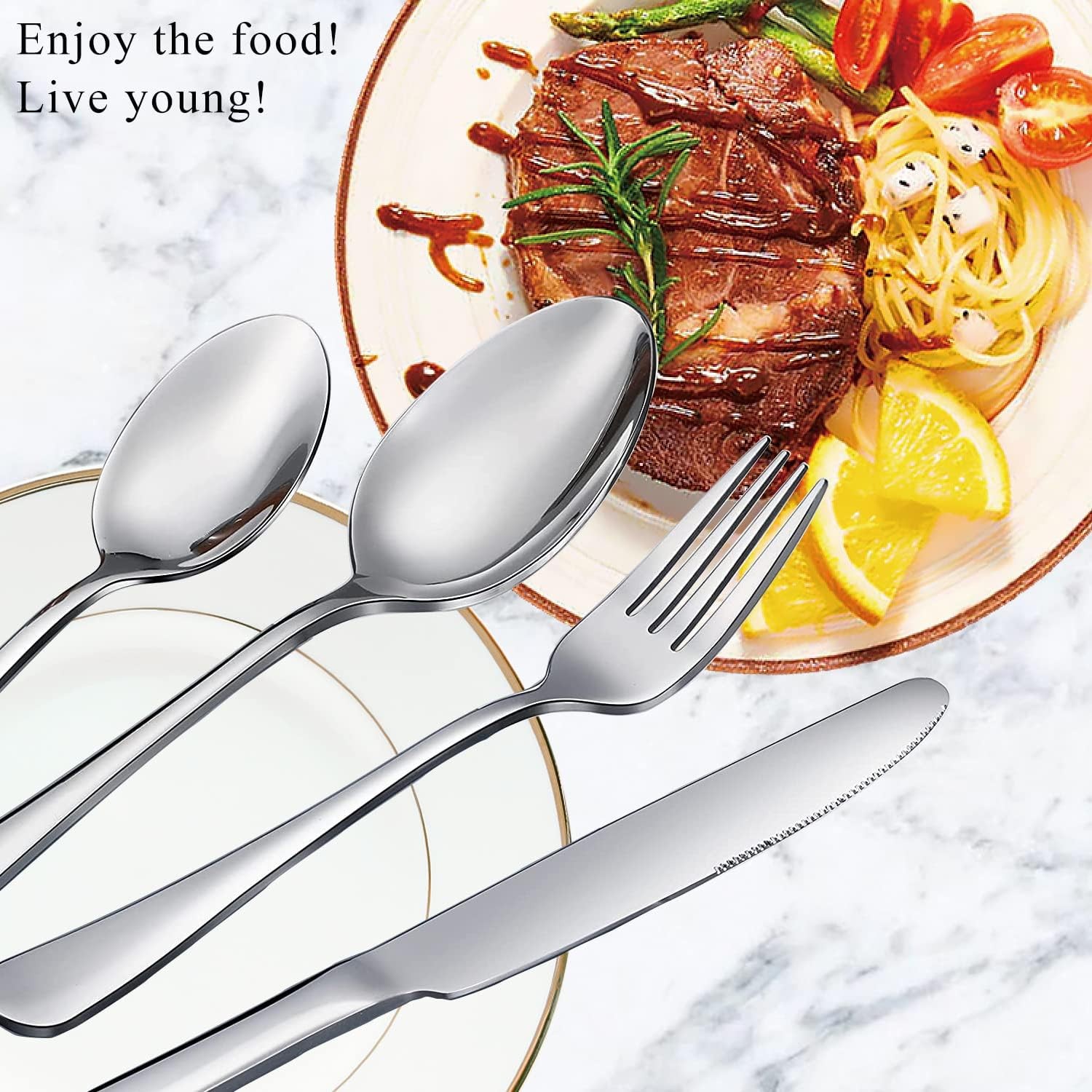 12 Pcs Spoons and Forks Set, Top Food Grade Stainless Steel Forks and Spoons