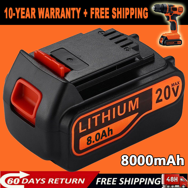 8.0Ah 20V Lithium Battery For Black & Decker 20 Volt LBXR20 LB2X4020 8000mAh US