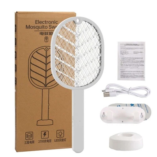 USB Rechargeable Electric Fly Swatter Mosquito Zapper Bug Insect Killer Racket