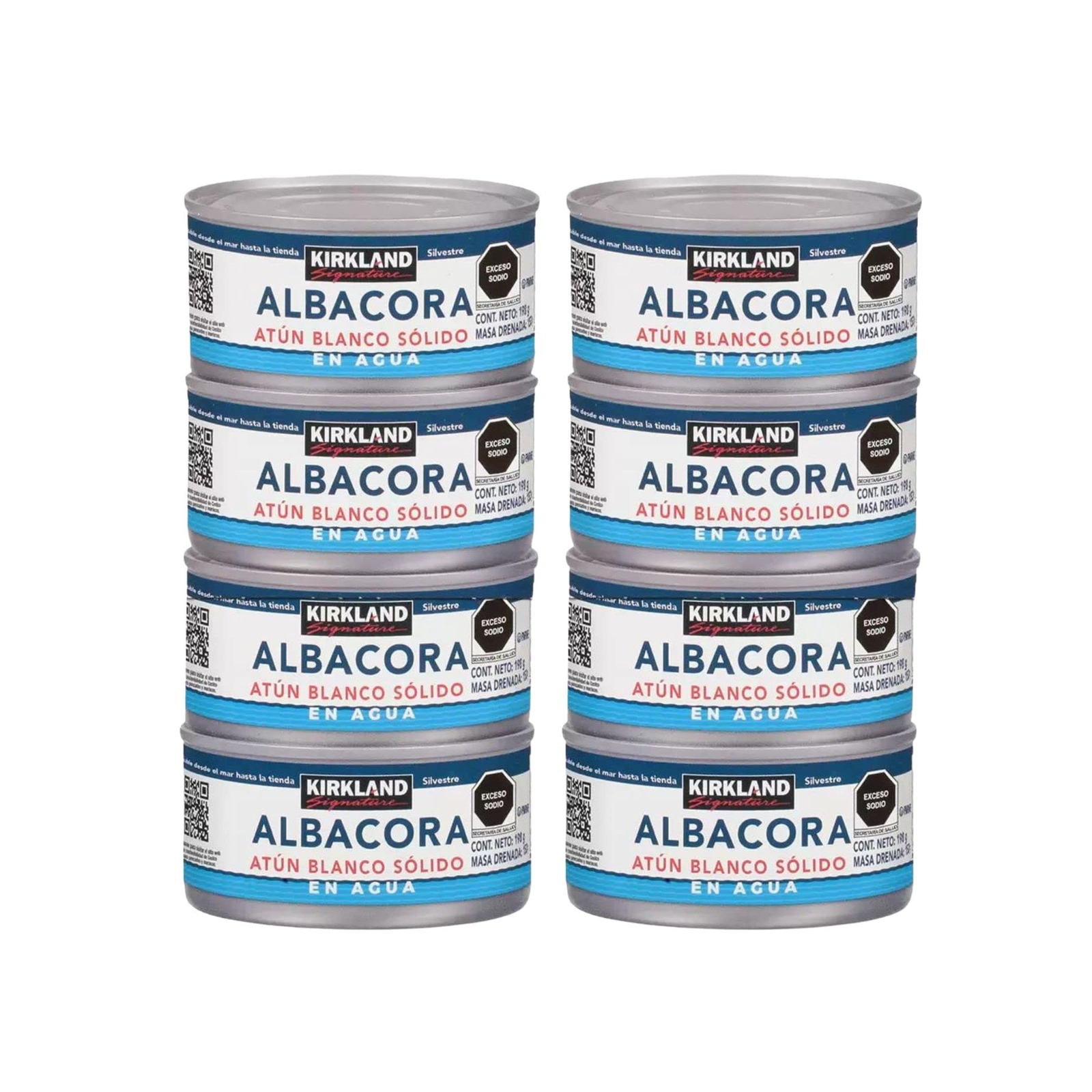 Kirkland Albacore Solid White Tuna in Water – 8 Cans (Total Net Weight 3.5lbs)