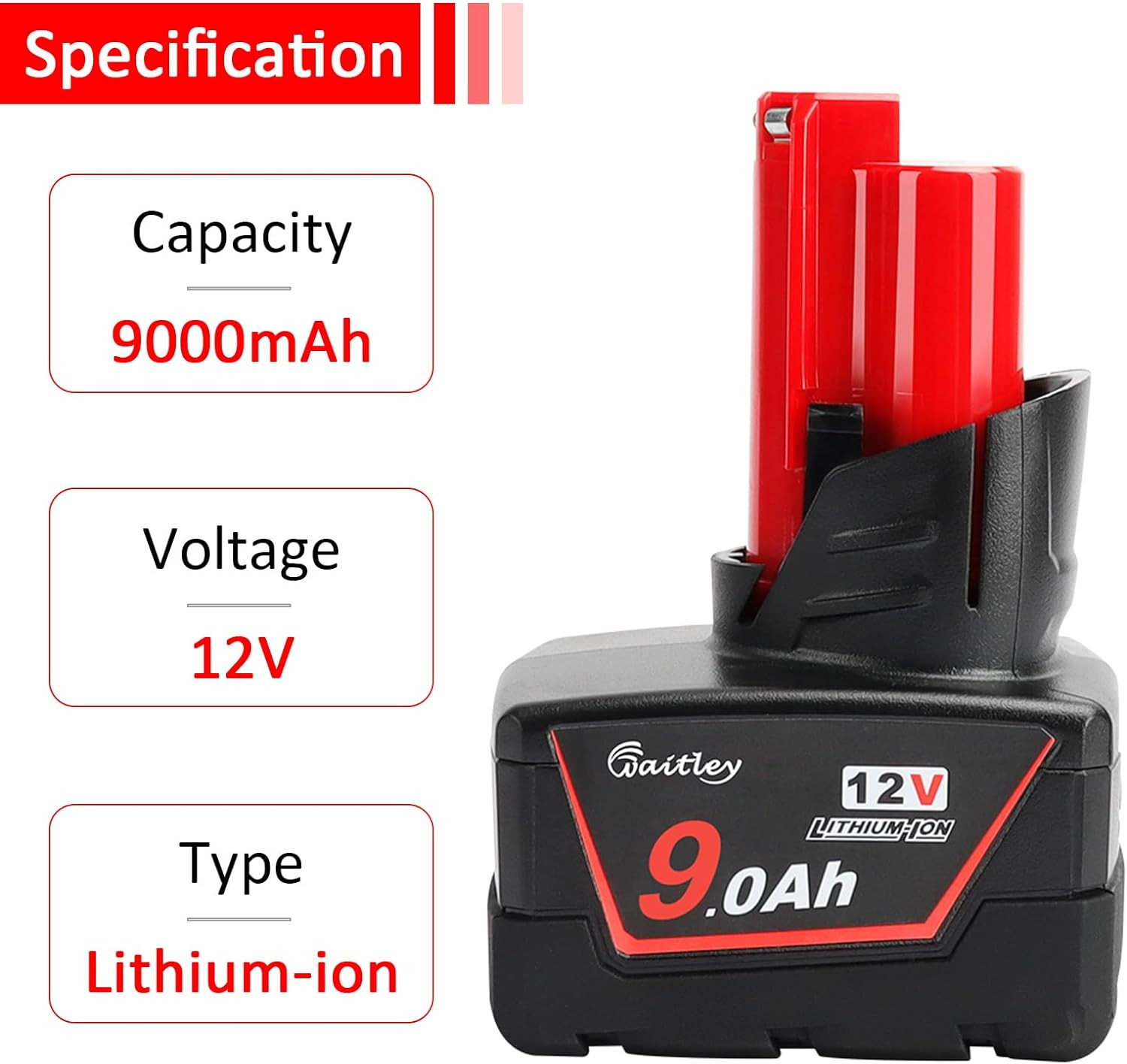 2 Pack 12V 9Ah Replacement Battery Compatible with Milwaukee 12V Power Tools